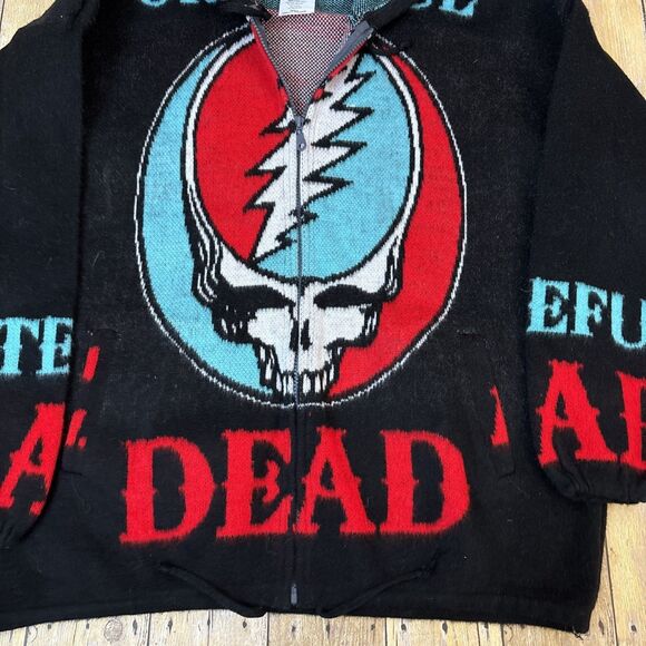 Grateful Dead Alpaca Wool Sweater Hoodie Full Zip Steal Your Face Mens Medium - Picture 5 of 8